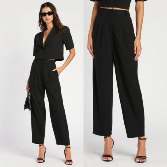 Lulus Pants - New! Lulus Black Pleated High-Waisted Trouser Pants 30739